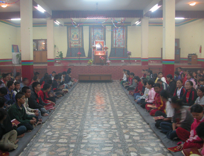 The older children at their early morning prayers